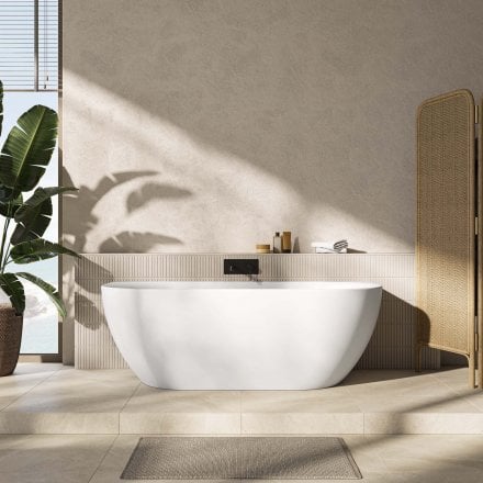 Porretta Curved 1700mm Acrylic Back To Wall Bath