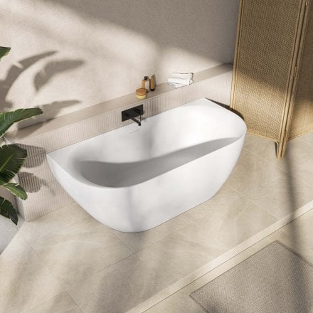 Porretta Curved 1700mm Acrylic Back To Wall Bath