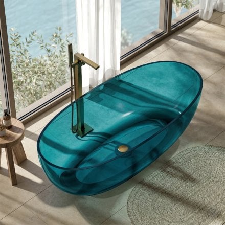Serena Translucent Resin Freestanding Bath Turquoise 1700mm