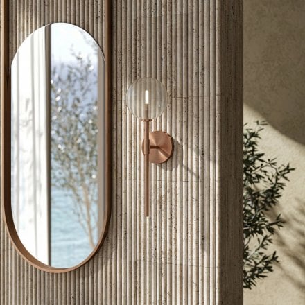 Solara Globe Glass Wall Sconce - Brushed Copper 500mm