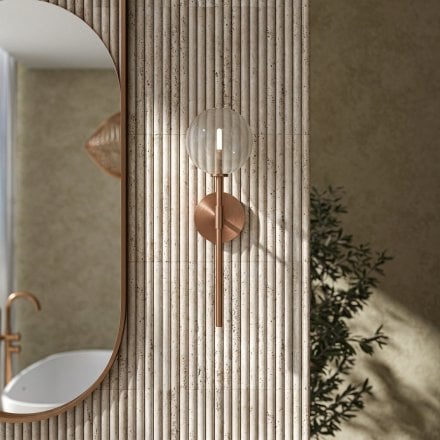 Solara Globe Glass Wall Sconce - Brushed Copper 500mm