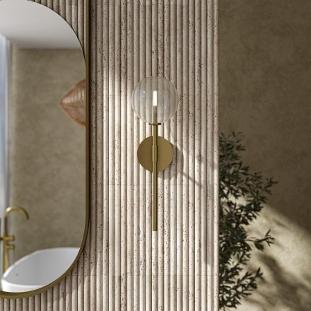 Solara Globe Glass Wall Sconce - Brushed Gold 500mm