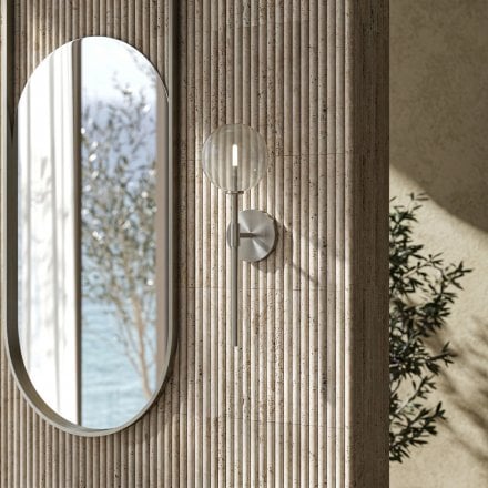 Solara Globe Glass Wall Sconce - Brushed Nickel 500mm