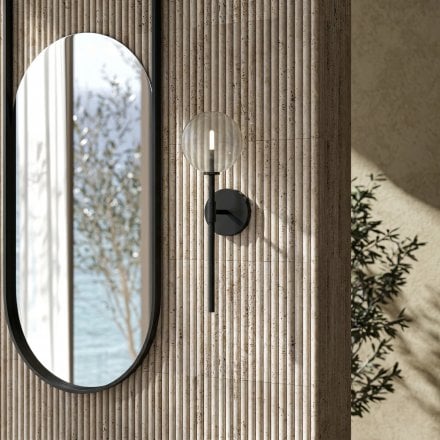 Solara Globe Glass Wall Sconce - Matt Black 500mm