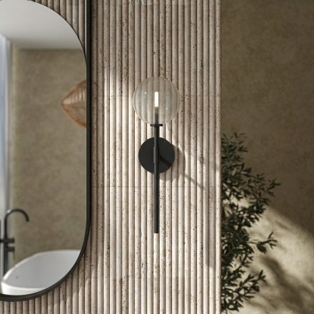 Solara Globe Glass Wall Sconce - Matt Black 500mm