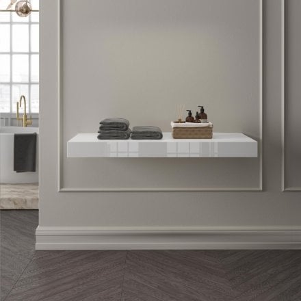 Stone Resin Wall Hung Countertop Basin Shelf (1000mm Wide - Matt/Polished White)