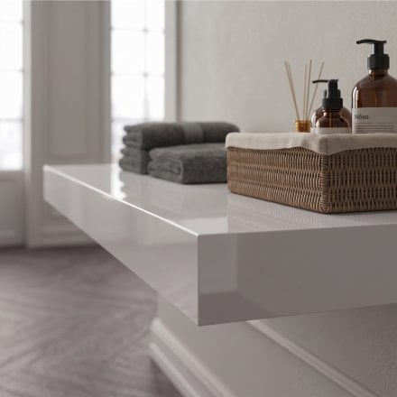 Stone Resin Wall Hung Countertop Basin Shelf (1200mm Wide - Matt/Polished White)