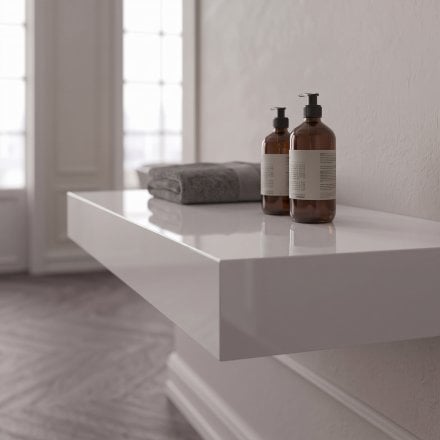 Stone Resin Wall Hung Countertop Basin Shelf (660mm Wide - Matt/Polished White)