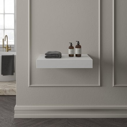 Stone Resin Wall Hung Countertop Basin Shelf (660mm Wide - Matt/Polished White)