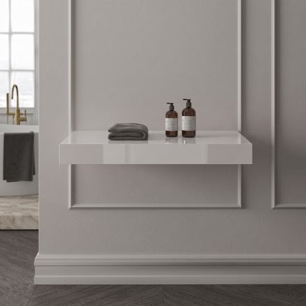 Stone Resin Wall Hung Countertop Basin Shelf (800mm Wide - Matt/Polished White)