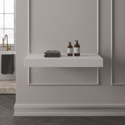 Stone Resin Wall Hung Countertop Basin Shelf (800mm Wide - Matt/Polished White)