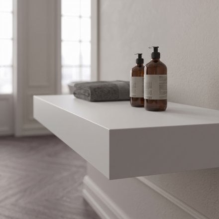 Stone Resin Wall Hung Countertop Basin Shelf (800mm Wide - Matt/Polished White)