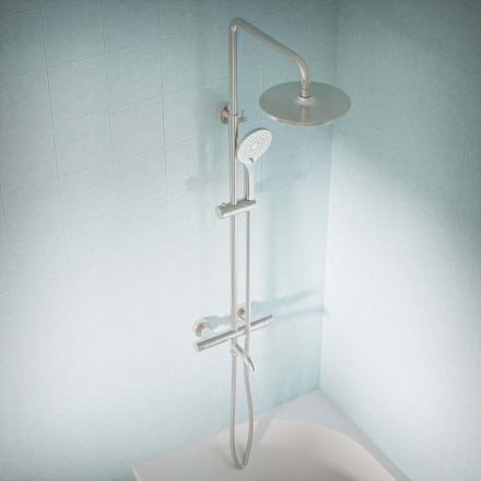 Voss Cool Touch Knurled 3-Way Thermostatic Shower Mixer Set