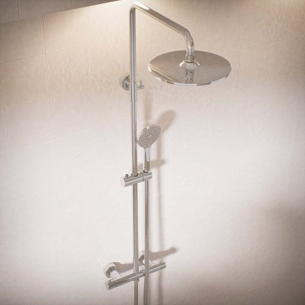 Voss Knurled Exposed 2-Way Push Button Shower