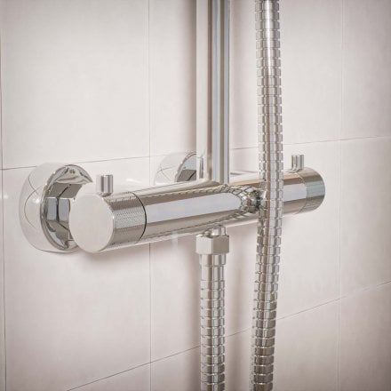 Voss Knurled Exposed 2-Way Push Button Shower