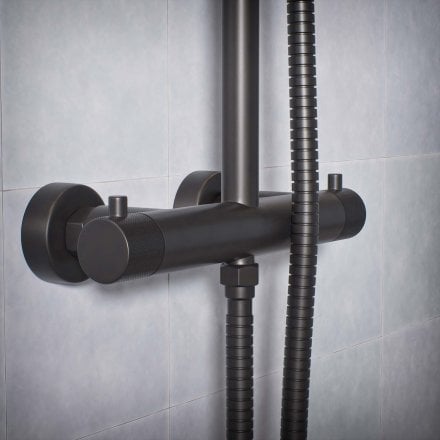 Voss Knurled Exposed 2-Way Push Button Shower