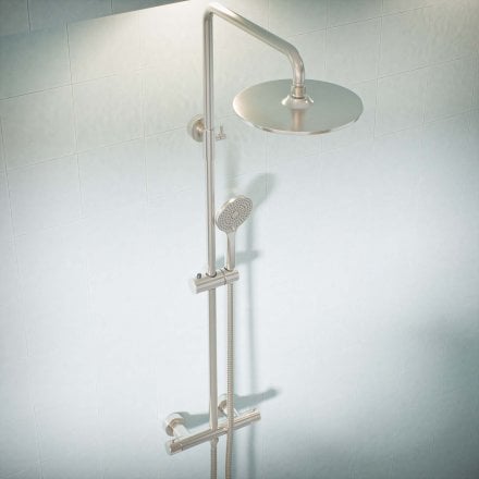 Voss Knurled Exposed 2-Way Push Button Shower