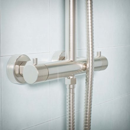 Voss Knurled Exposed 2-Way Push Button Shower