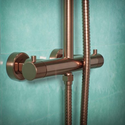 Voss Knurled Exposed 2-Way Push Button Shower
