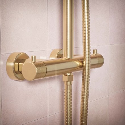 Voss Knurled Exposed 2-Way Push Button Shower