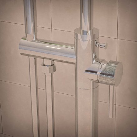 Voss Knurled Freestanding Bath Shower Mixer Tap