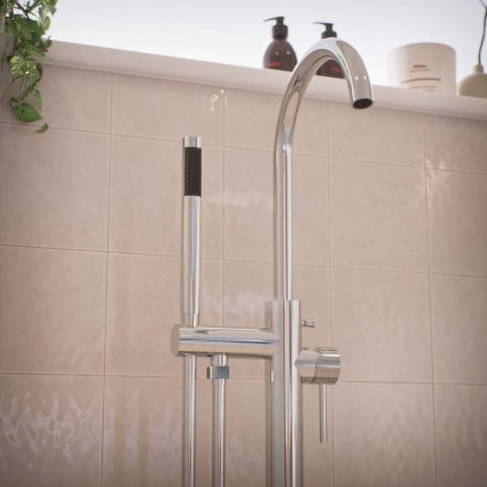 Voss Knurled Freestanding Bath Shower Mixer Tap