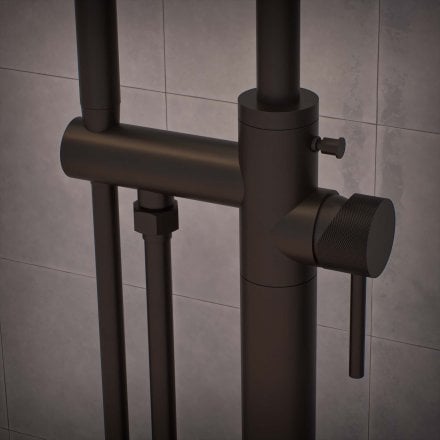 Voss Knurled Freestanding Bath Shower Mixer Tap