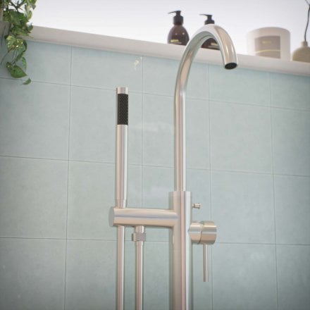 Voss Knurled Freestanding Bath Shower Mixer Tap