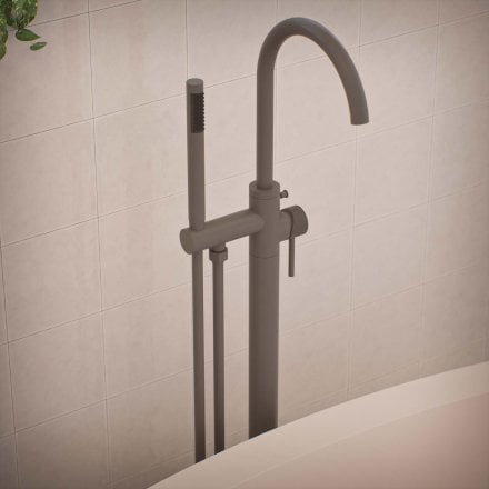 Voss Knurled Freestanding Bath Shower Mixer Tap