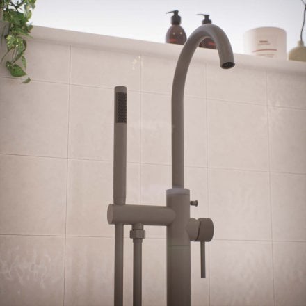 Voss Knurled Freestanding Bath Shower Mixer Tap