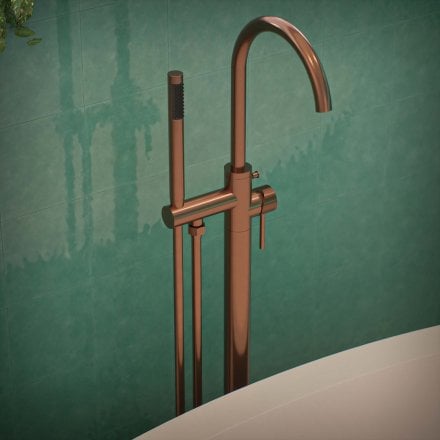 Voss Knurled Freestanding Bath Shower Mixer Tap