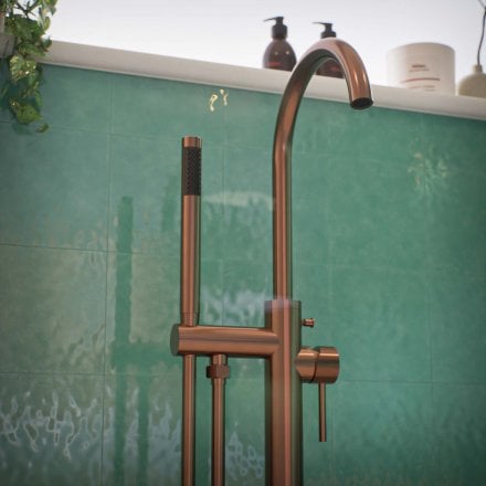 Voss Knurled Freestanding Bath Shower Mixer Tap