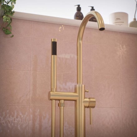 Voss Knurled Freestanding Bath Shower Mixer Tap