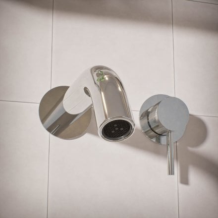 Voss Knurled Wall Mounted Basin Mixer Tap