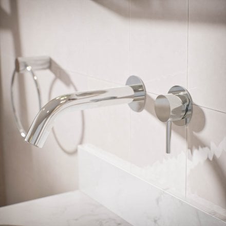 Voss Knurled Wall Mounted Basin Mixer Tap