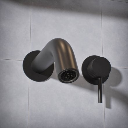 Voss Knurled Wall Mounted Basin Mixer Tap