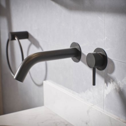 Voss Knurled Wall Mounted Basin Mixer Tap