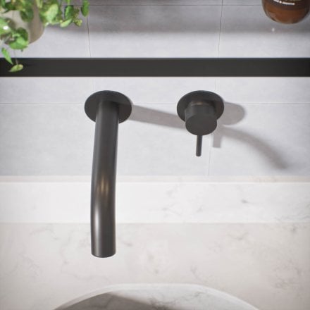 Voss Knurled Wall Mounted Basin Mixer Tap
