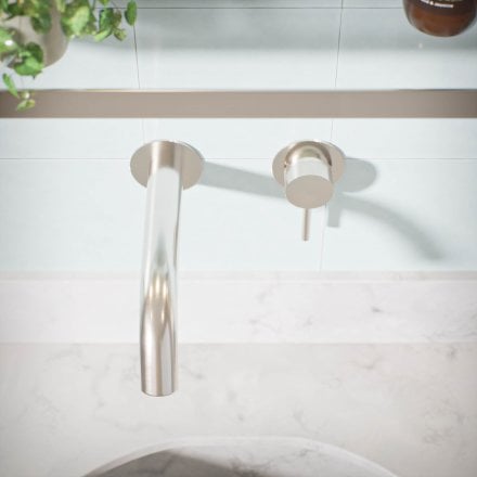 Voss Knurled Wall Mounted Basin Mixer Tap