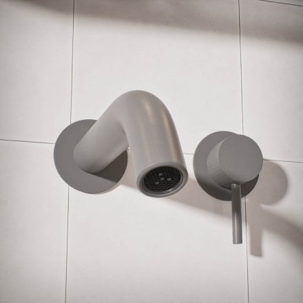 Voss Knurled Wall Mounted Basin Mixer Tap