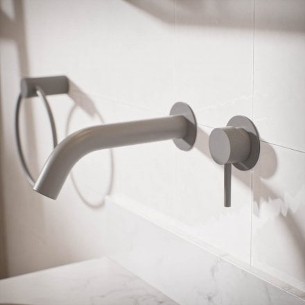 Voss Knurled Wall Mounted Basin Mixer Tap