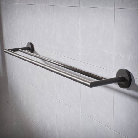 Voss Knurled Wall Mounted Double Bar Towel Rail