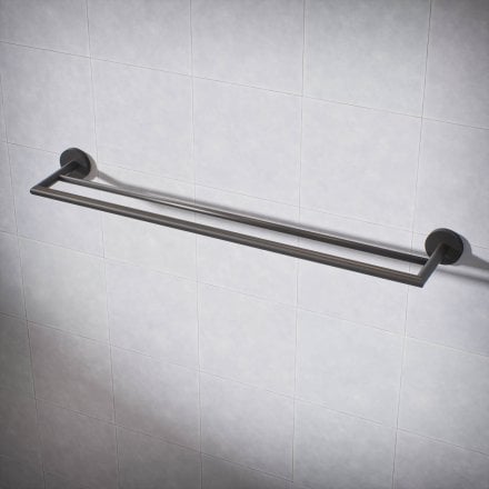 Voss Knurled Wall Mounted Double Bar Towel Rail