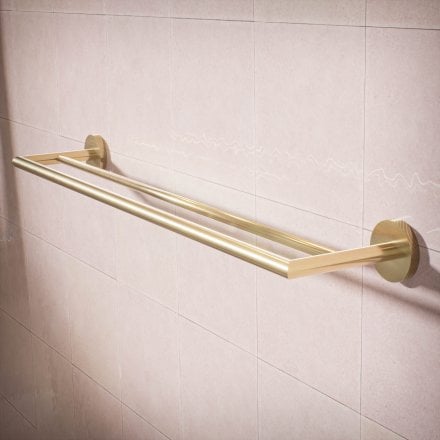 Voss Knurled Wall Mounted Double Bar Towel Rail