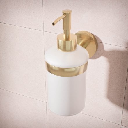 Voss Knurled Wall Mounted Soap Dispenser and Holder