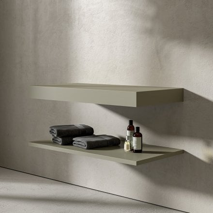 Olive Stone Resin Wall Hung Countertop Basin Shelf