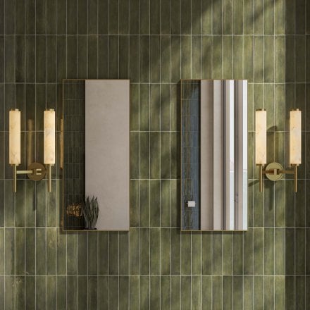 Orlo Alabaster Dual-Column Brushed Gold Wall Sconce 480mm