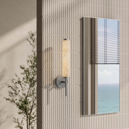 Orlo Alabaster Single-Column Brushed Nickel Wall Sconce 480mm