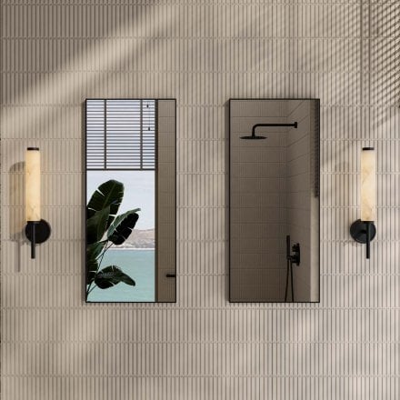 Orlo Alabaster Single-Column Matt Black Wall Sconce 480mm