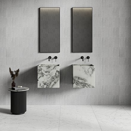 Rico Carrra Marble Wall Hung Basin 400mm